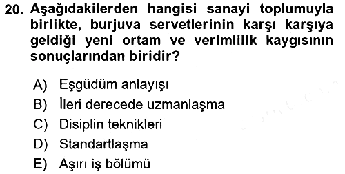 Ekonomi Sosyolojisi 2016-2017 Dönem Sonu Sınavı - 20. soru