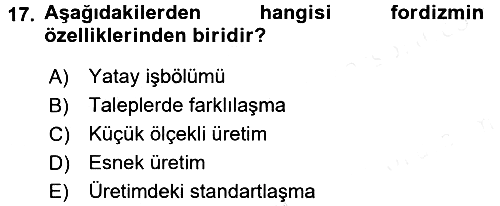 Ekonomi Sosyolojisi 2017-2018 Dönem Sonu Sınavı - 17. soru