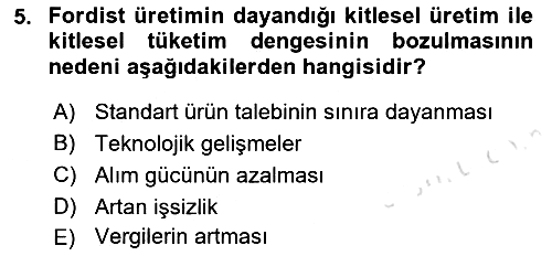 Ekonomi Sosyolojisi 2021-2022 Dönem Sonu Sınavı - 5. soru