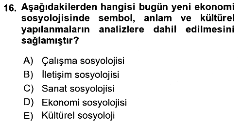 Ekonomi Sosyolojisi 2021-2022 Dönem Sonu Sınavı - 16. soru