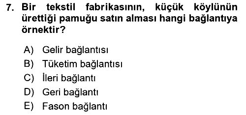 Ekonomi Sosyolojisi 2022-2023 Dönem Sonu Sınavı - 7. soru