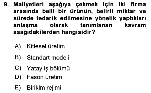 Ekonomi Sosyolojisi 2024-2025 Dönem Sonu Sınavı - 9. soru