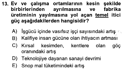 Ekonomi Sosyolojisi 2024-2025 Dönem Sonu Sınavı - 13. soru