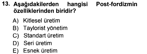 Ekonomi Sosyolojisi 2013-2014 Tek Ders Sınavı - 13. soru