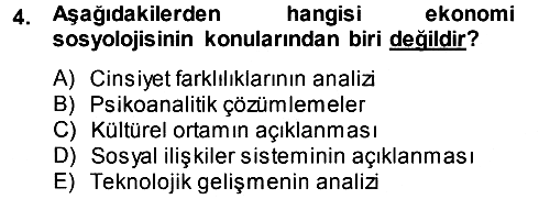 Ekonomi Sosyolojisi 2014-2015 Tek Ders Sınavı - 4. soru