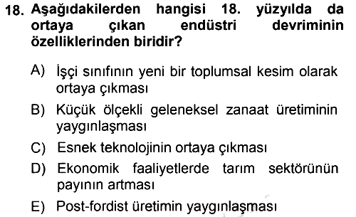 Ekonomi Sosyolojisi 2014-2015 Tek Ders Sınavı - 18. soru