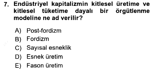 Ekonomi Sosyolojisi 2015-2016 Tek Ders Sınavı - 7. soru
