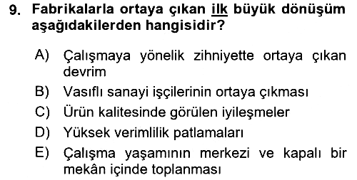 Ekonomi Sosyolojisi 2015-2016 Tek Ders Sınavı - 9. soru