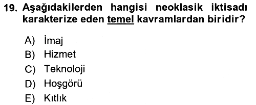 Ekonomi Sosyolojisi 2018-2019 Yaz Okulu Sınavı - 19. soru