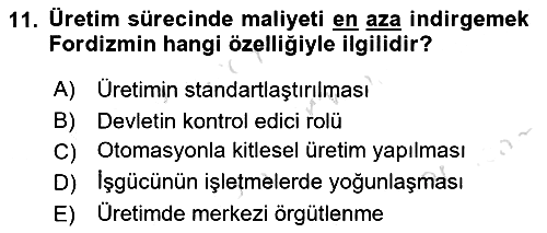 Ekonomi Sosyolojisi 2021-2022 Yaz Okulu Sınavı - 11. soru