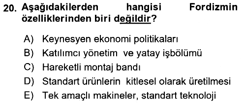 Ekonomi Sosyolojisi 2022-2023 Yaz Okulu Sınavı - 20. soru