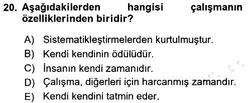Ekonomi Sosyolojisi 2023-2024 Yaz Okulu Sınavı - 20. soru