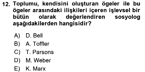 Endüstri Sosyolojisi 2016-2017 3 Ders Sınavı - 12. soru