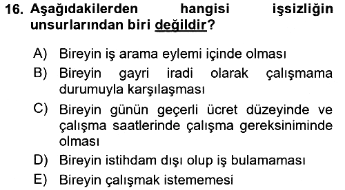 Endüstri Sosyolojisi 2016-2017 3 Ders Sınavı - 16. soru
