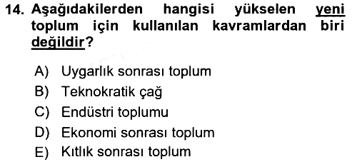 Endüstri Sosyolojisi 2017-2018 3 Ders Sınavı - 14. soru