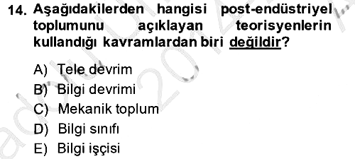 Endüstri Sosyolojisi 2014-2015 Ara Sınav - 14. soru