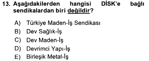 Endüstri Sosyolojisi 2015-2016 Ara Sınav - 13. soru