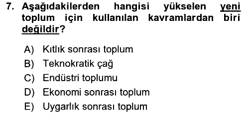 Endüstri Sosyolojisi 2016-2017 Ara Sınav - 7. soru