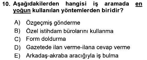 Endüstri Sosyolojisi 2016-2017 Ara Sınav - 10. soru