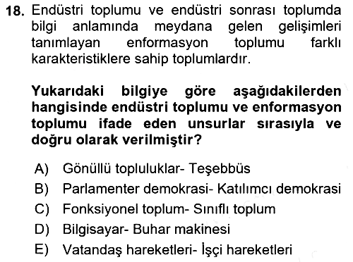 Endüstri Sosyolojisi 2018-2019 Ara Sınav - 18. soru