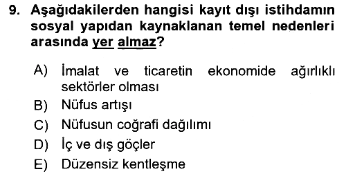 Endüstri Sosyolojisi 2024-2025 Ara Sınav - 9. soru