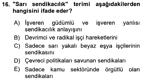 Endüstri Sosyolojisi 2025-2026 Ara Sınav - 16. soru