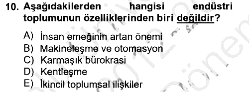 Endüstri Sosyolojisi 2012-2013 Dönem Sonu Sınavı - 10. soru