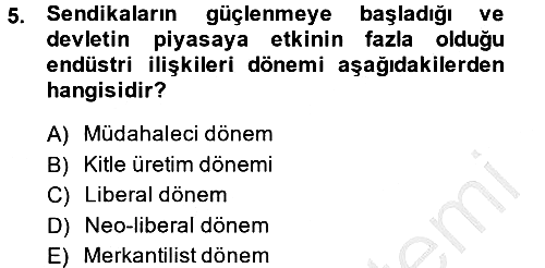 Endüstri Sosyolojisi 2013-2014 Dönem Sonu Sınavı - 5. soru