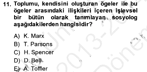 Endüstri Sosyolojisi 2013-2014 Dönem Sonu Sınavı - 11. soru