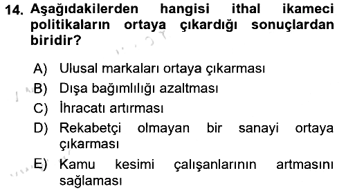 Endüstri Sosyolojisi 2015-2016 Dönem Sonu Sınavı - 14. soru