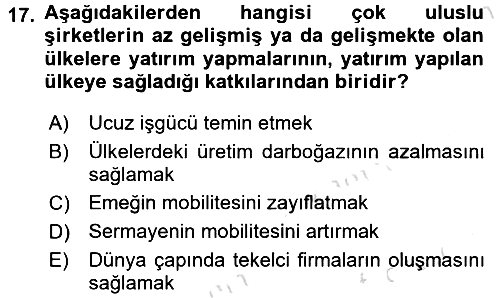 Endüstri Sosyolojisi 2015-2016 Dönem Sonu Sınavı - 17. soru