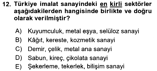 Endüstri Sosyolojisi 2017-2018 Dönem Sonu Sınavı - 12. soru