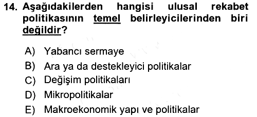 Endüstri Sosyolojisi 2017-2018 Dönem Sonu Sınavı - 14. soru