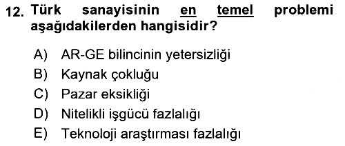 Endüstri Sosyolojisi 2024-2025 Dönem Sonu Sınavı - 12. soru