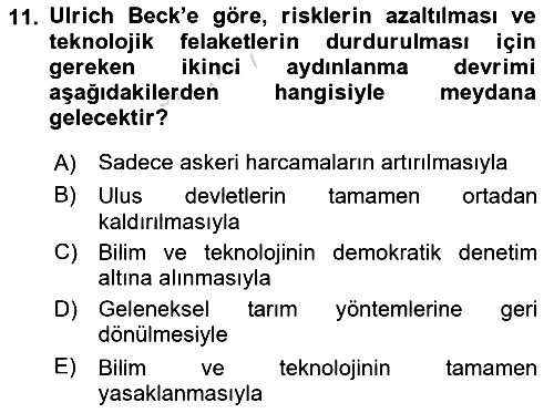 Endüstri Sosyolojisi 2025-2026 Dönem Sonu Sınavı - 11. soru