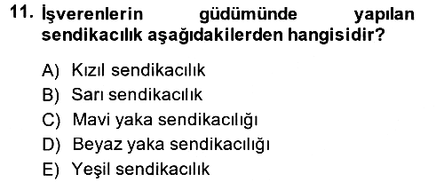 Endüstri Sosyolojisi 2013-2014 Tek Ders Sınavı - 11. soru