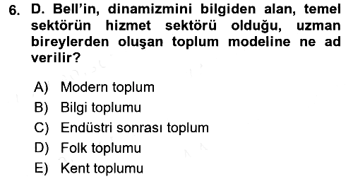 Endüstri Sosyolojisi 2015-2016 Tek Ders Sınavı - 6. soru