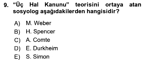 Endüstri Sosyolojisi 2015-2016 Tek Ders Sınavı - 9. soru