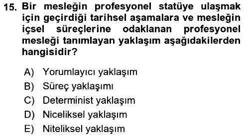 Endüstri Sosyolojisi 2015-2016 Tek Ders Sınavı - 15. soru