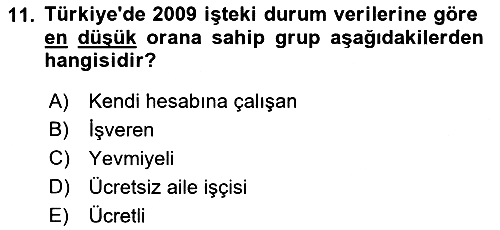 Endüstri Sosyolojisi 2022-2023 Yaz Okulu Sınavı - 11. soru