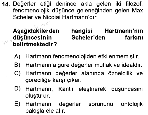 Etik 2016-2017 Dönem Sonu Sınavı - 14. soru