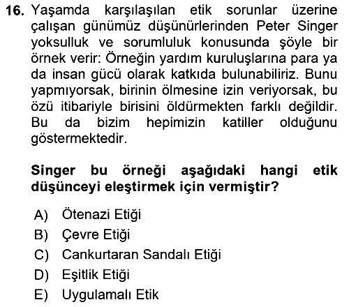 Etik 2018-2019 Dönem Sonu Sınavı - 16. soru