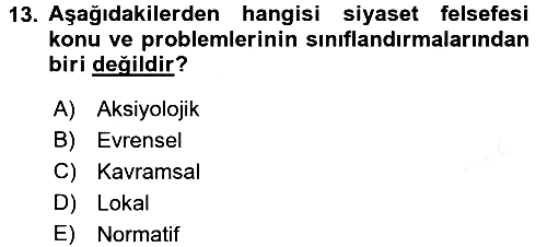 Felsefe 2017-2018 3 Ders Sınavı - 13. soru