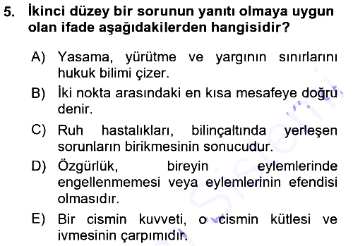 Felsefe 2015-2016 Ara Sınav - 5. soru