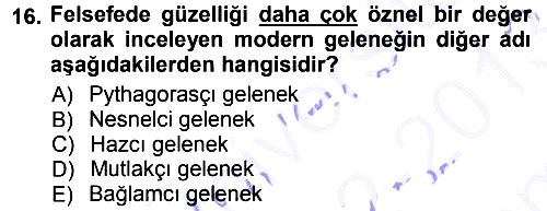 Felsefe 2012-2013 Dönem Sonu Sınavı - 16. soru
