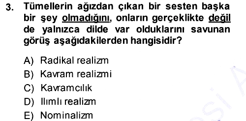 Felsefe 2013-2014 Dönem Sonu Sınavı - 3. soru