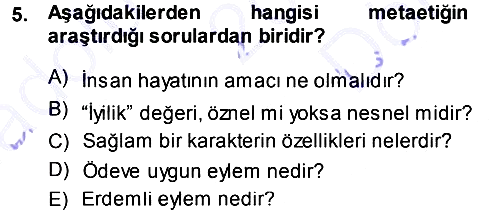 Felsefe 2013-2014 Dönem Sonu Sınavı - 5. soru