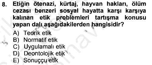 Felsefe 2014-2015 Dönem Sonu Sınavı - 8. soru