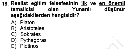 Felsefe 2014-2015 Dönem Sonu Sınavı - 18. soru