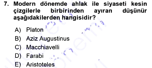 Felsefe 2015-2016 Dönem Sonu Sınavı - 7. soru